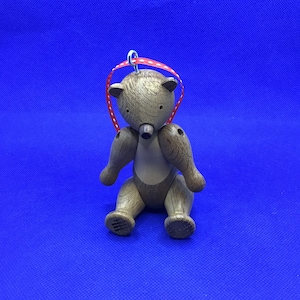 Kay Bojesen Wood Bear...Danish Modern Teak Jointed Teddy Bear Figure with Moveable Arms and Legs...Made in Denmark, Copyright Mark on Foot
