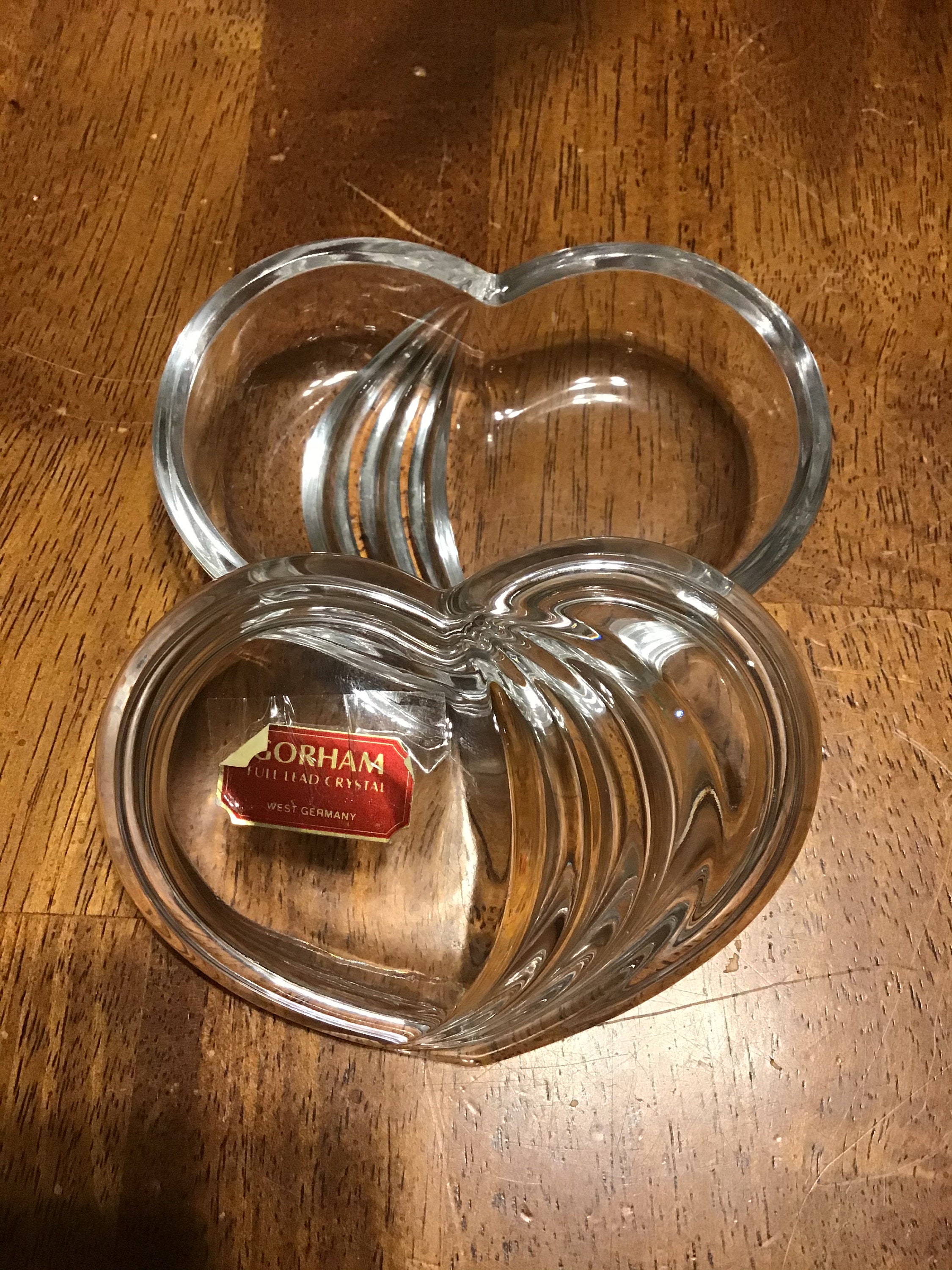 Gorham Full Lead Crystal West Germany Heart Shaped Trinket Etsy