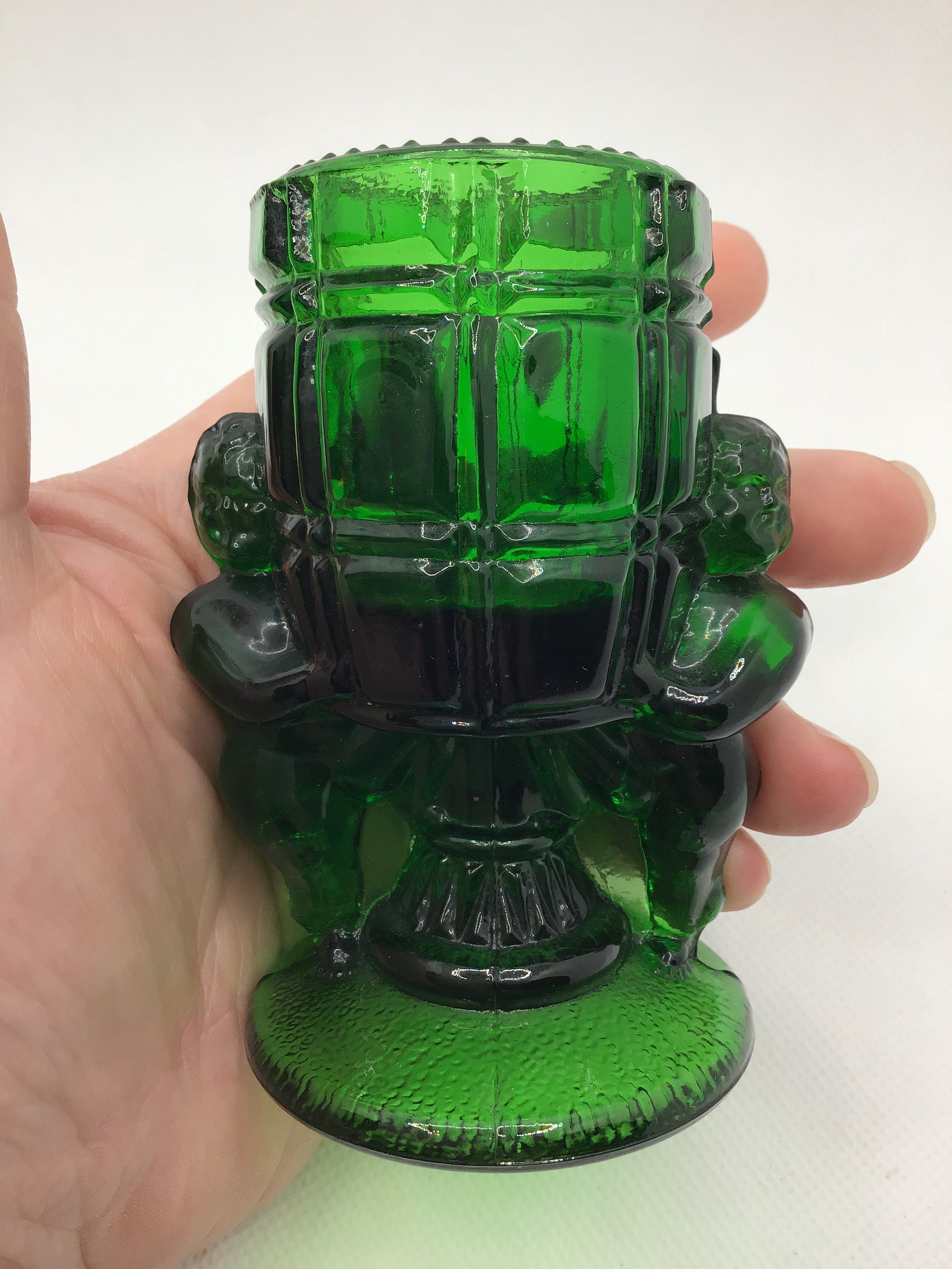 Antique Mckee Peekaboo Cherub Emerald Green Toothpick Holder Etsy
