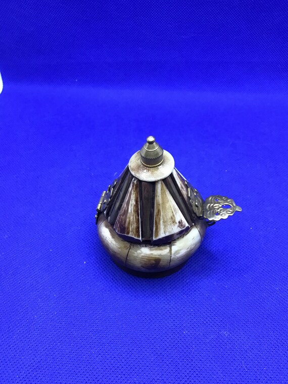 Unique Trinket Box - Bone Inlay with Embossed Bra… - image 3