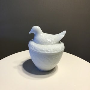 Vintage Avon Hen on Nest, Milk Glass Covered Bowl, 1970s