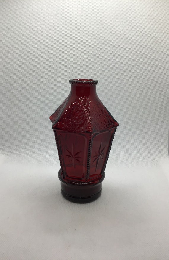 Vintage Wheaton Ruby Red Glass Lantern Vase Starburst Etsy