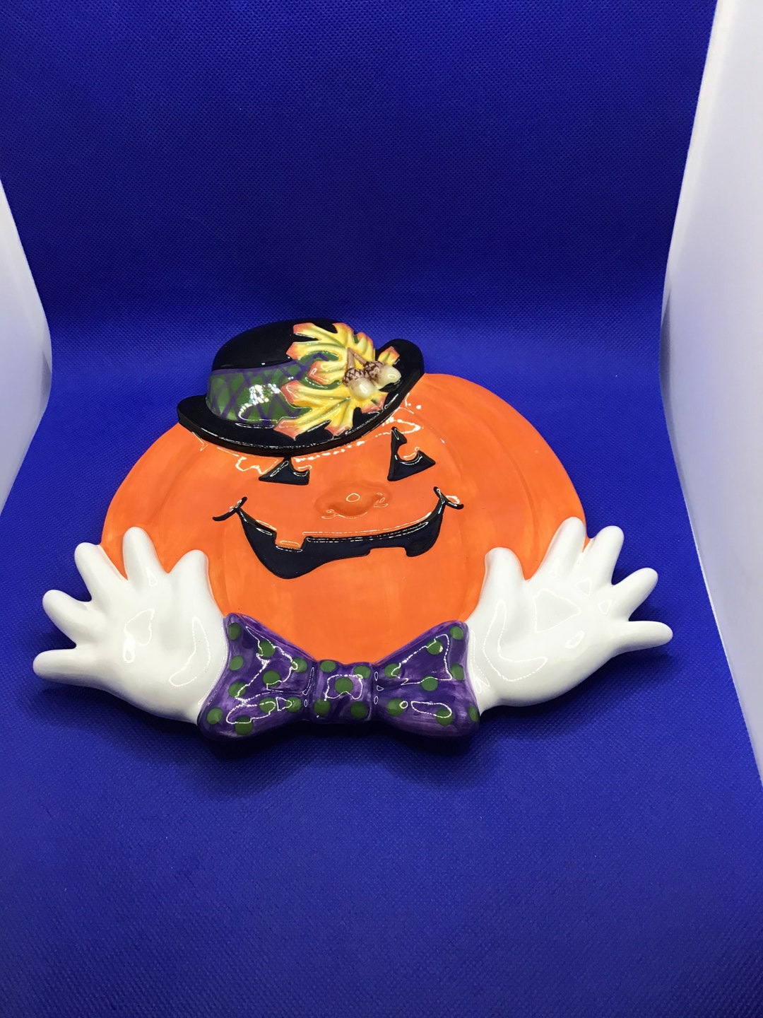 Fitz and Floyd Halloween Dish Plate Pumpkin Jackolantern Etsy