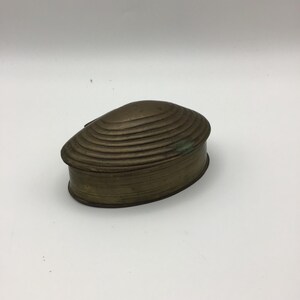 Vintage Clam Shell Trinket Box, Small Brass