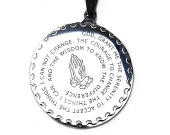 Religious necklace, mens necklace, prayer necklace, Lords prayer necklace, God grant me the serenity necklace