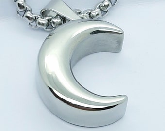 Moon ashes necklace crescent moon cremation pendant memorial necklace for men women