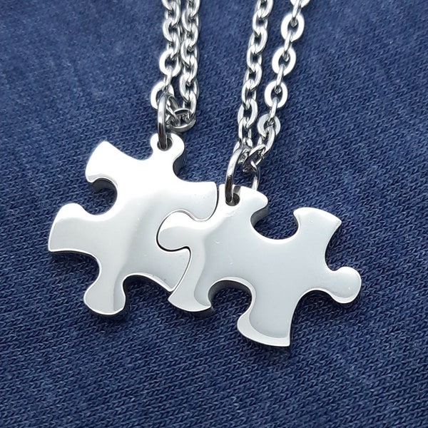 Couples necklace, interlocking jigsaw pendants, matching lovers necklaces, jigsaw pendant, necklaces for couples