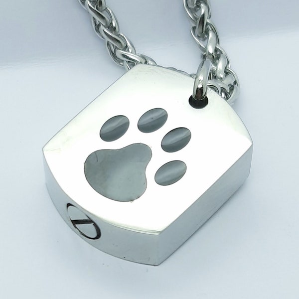 Pet ashes cremation necklace dog paw print urn keepsake memorial necklace