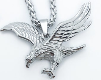 Eagle pendant  mens necklace large bald eagle or golden eagle stainless steel necklaces for men