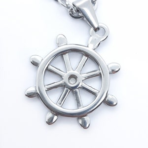 Dharma Wheel necklace dharmachakra pendant Buddhist necklace Wheel of Dharma gift for men women
