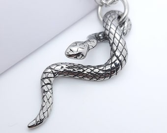 Collar de serpiente para hombre, colgante de serpiente, acero inoxidable, víbora, pitón