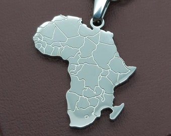 Africa pendant necklace, African nations necklace, silver Africa charm, African continent pendant, stainless steel