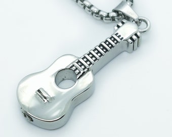 Guitar ashes necklace musical instrument cremation pendant urn keepsake necklace for men