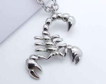 Scorpion necklace, silver stainless steel scorpion pendant necklace, mens necklace