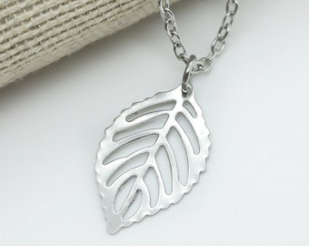 Leaf pendant necklace dainty skeleton leaf necklaces for women