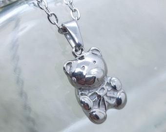Cute bear necklace teddy pendant charm chain necklace for women and girls