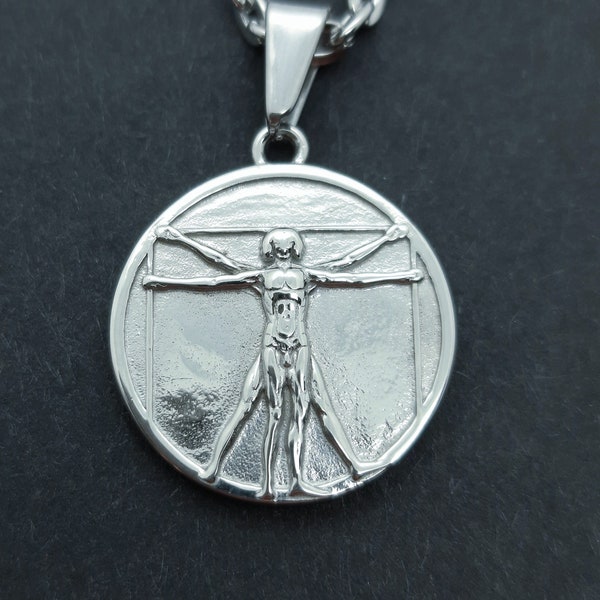 Vitruvian man pendant necklace Leonardo Da Vinci pendant gift men women