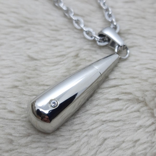 Teardrop cremation pendant ashes necklace for women keepsake capsule urn necklace