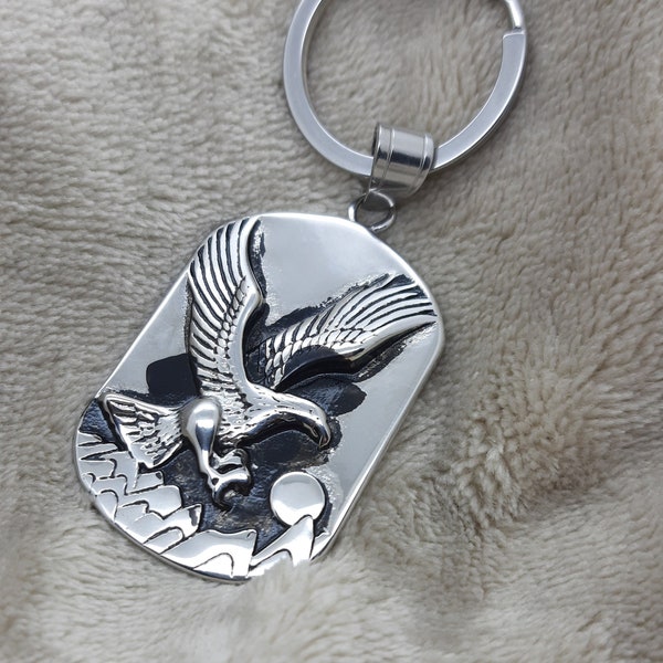 Eagle Keyring, bald eagle keychain, keyrings for men, stainless steel keychains