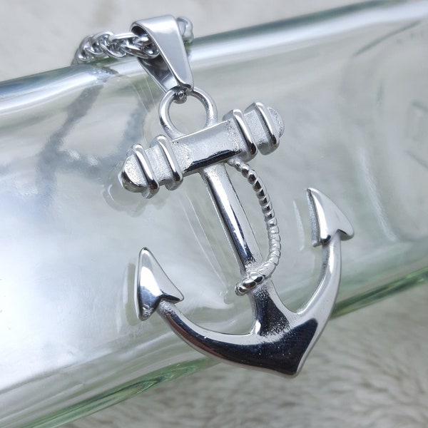 Ships anchor pendant necklace nautical sailor necklaces for men gifts dads husband boyfriend