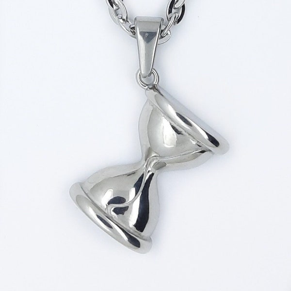 Collier sablier, pendentif sablier, sablier en acier inoxydable