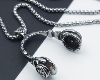 Headphones Pendant Necklace Music Gift for Men Women Musicians