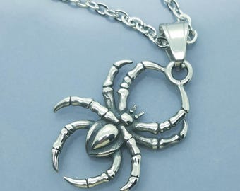 Collana Gotica Donna In Velluto Nero Con Ciondolo Ragno E Cristallo Rosso - Girocollo Elegante Per Halloween E Look Alternativi