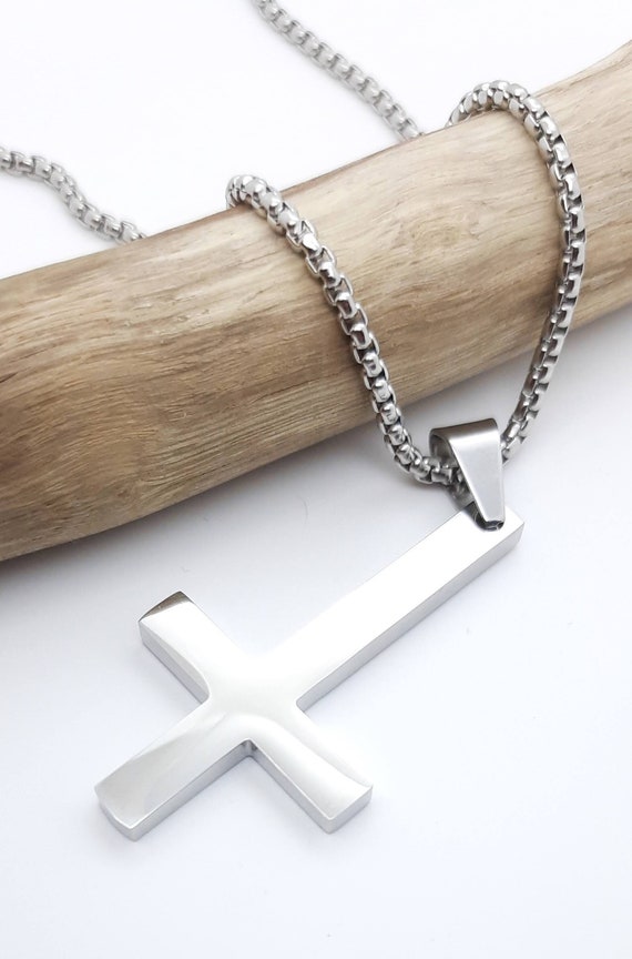 Inverted Cross Necklace Upside Down Cross Necklace
