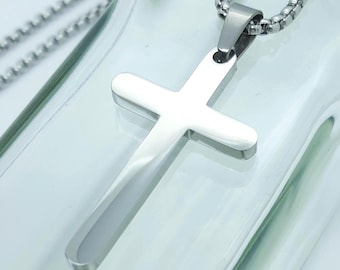 Mens Cross Necklace: Christian Religious Pendant