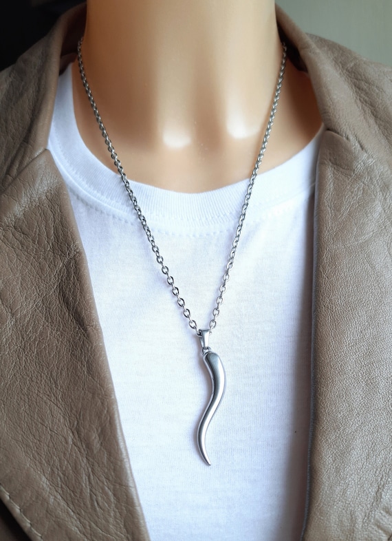 Silver Horn Necklace, Sterling Silver, Italian Horn, Lucky Horn, Foodie  Gift, Chili Pepper, Cornicello Charm, Cornetto Necklace Gift for Her - Etsy