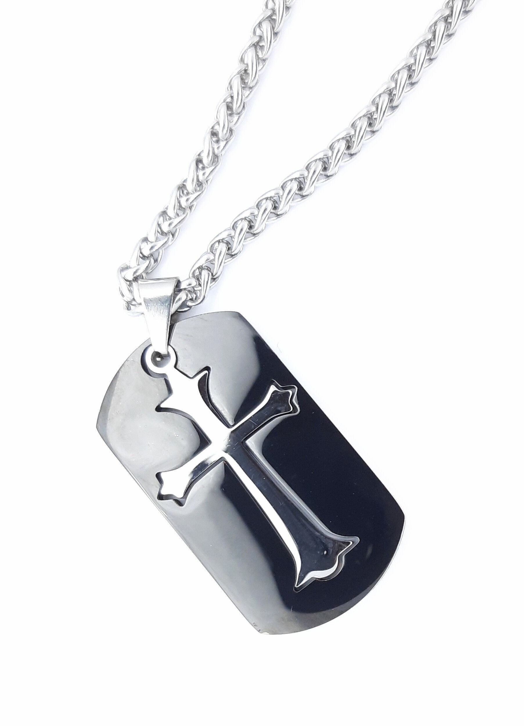 Cross Dog Tag Pendant Necklace Holy 