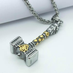 Viking mjolnir hammer pendant necklace Thors hammer Odins triangle viking accessories for men