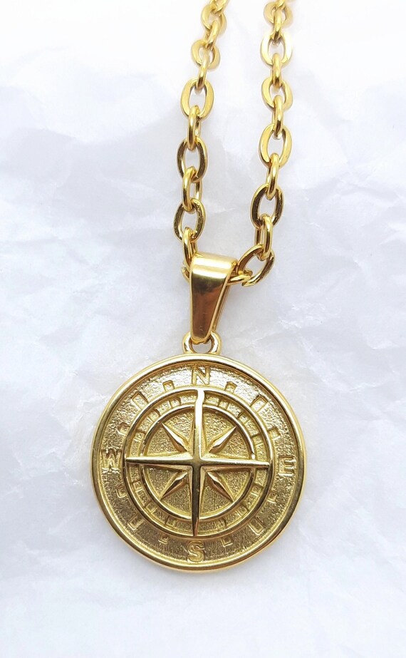 Star Pendant Gold Compass Pendant - Etsy