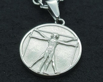 Vitruvianske mannen hänge halsband Leonardo Da Vinci hänge gåva män kvinnor