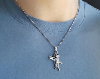 Astronauten-Anhänger-Halskette, Weltraumreise-Galaxie-Geschenk-Halskette für Männer und Frauen