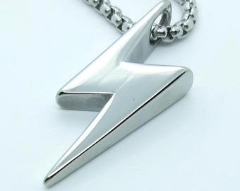 Lightning pendant necklace silver bolt of lightning fashion accessory