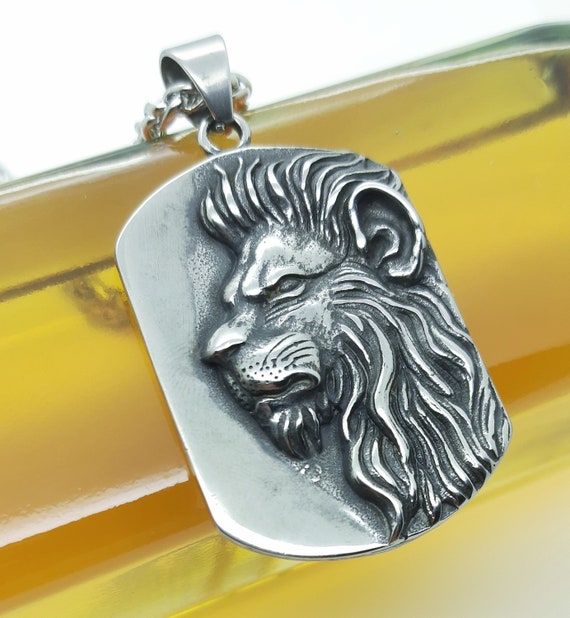 Buy Lavany Men's Necklace, Men Hip Hop Necklace Full Iced Out Rhinestone  Lion Tag Pendant Cuban Chain Jewelry Online at desertcartINDIA