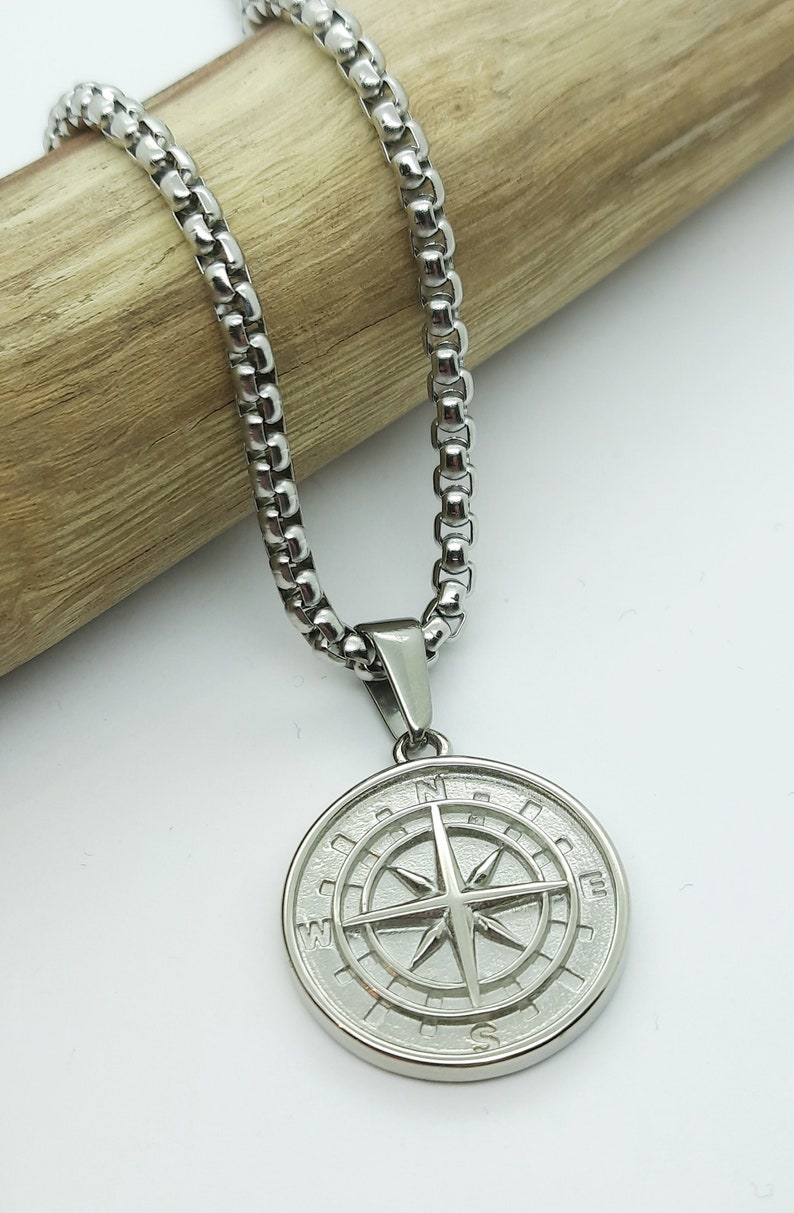North Star Compass Necklace Mens Compass Pendant Necklace Etsy UK