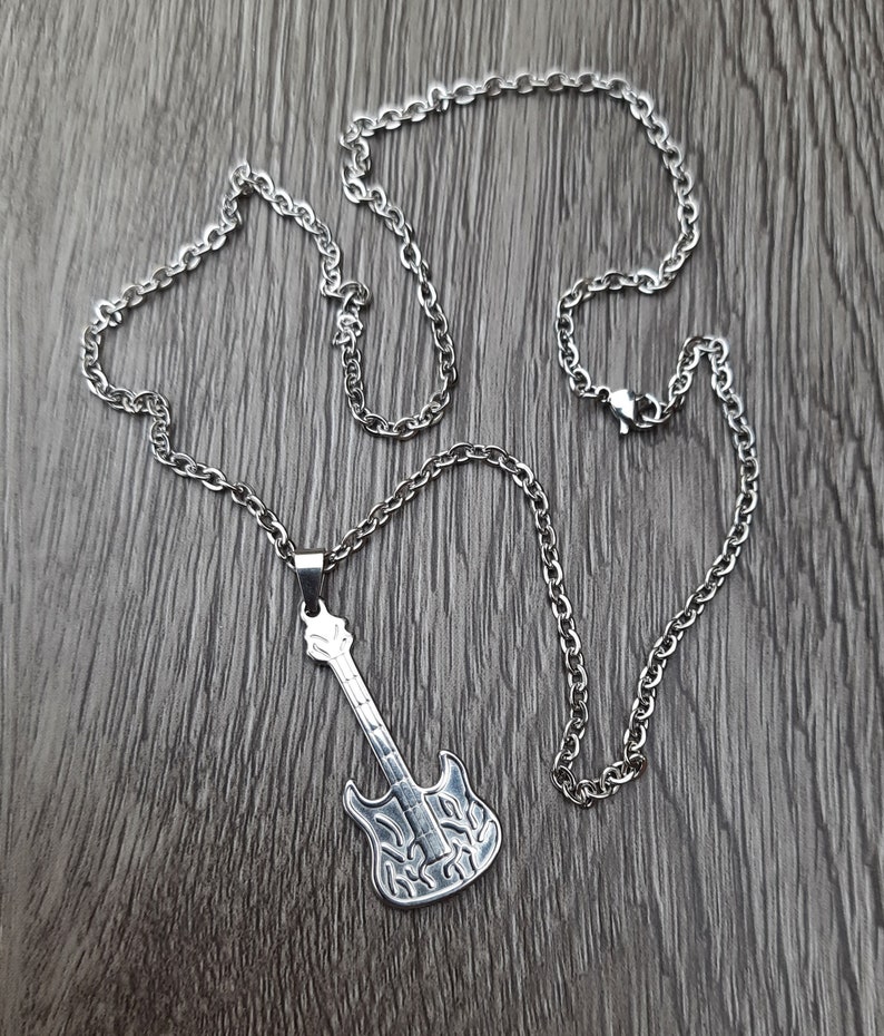 stainless steel necklace Guitar necklace music charm