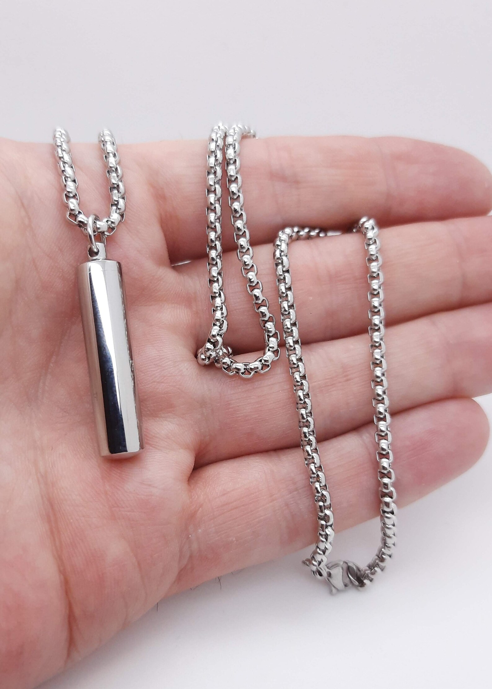Capsule necklace cremation stainless steel necklace Maze Etsy