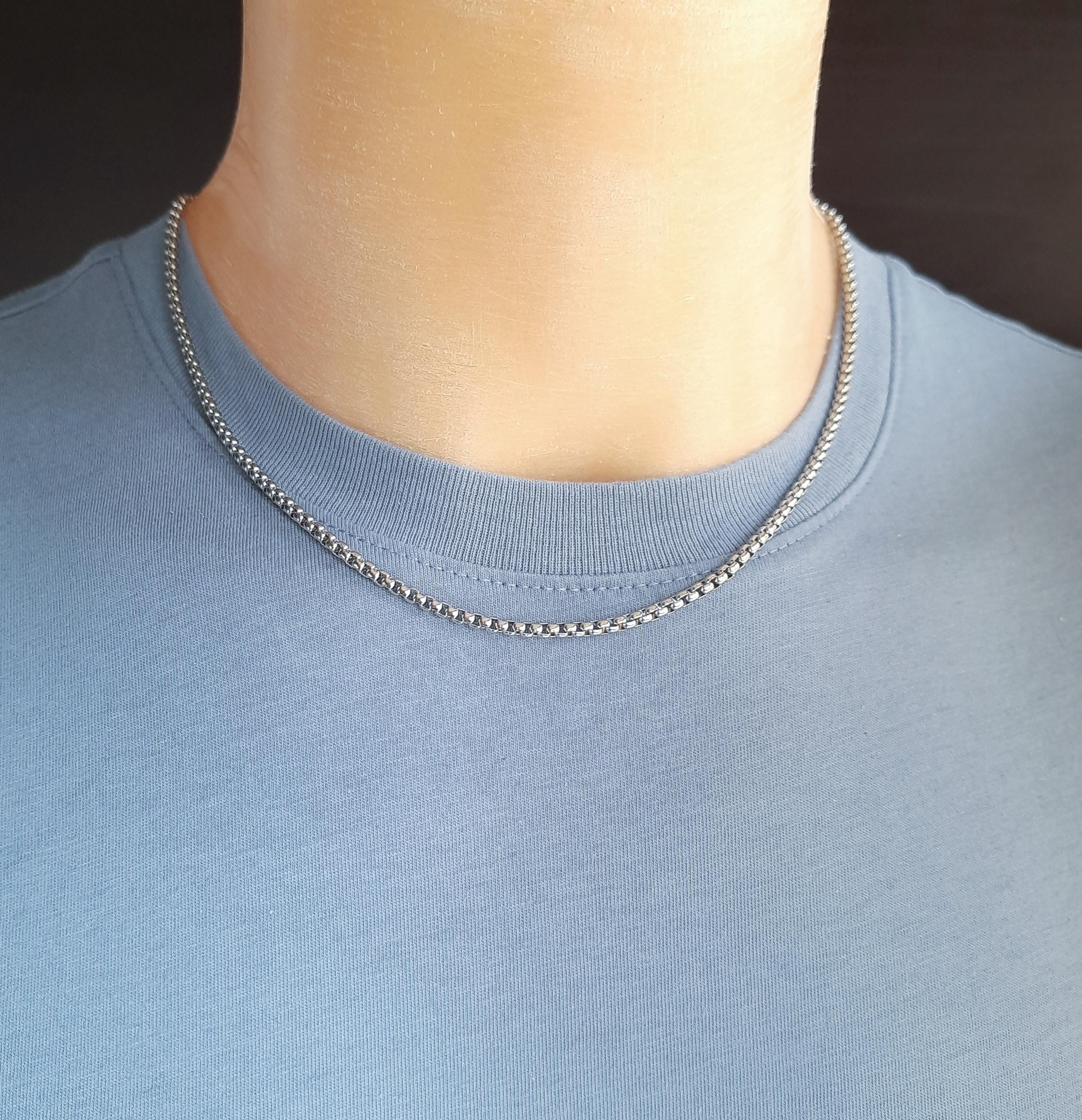 ボックスチェーンネックレス ミニマリスト メンズジュエリー - Etsy 日本