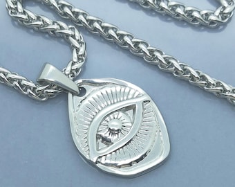 Evil eye pendant necklace good luck charm mens womens