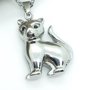 Cat cremation necklace, cute cat urn pendant, pet memorial ashes necklace for cats