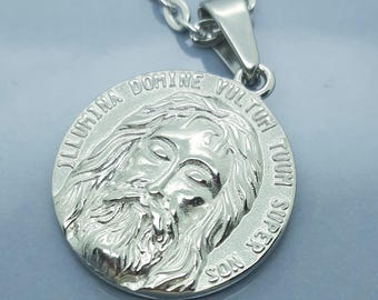 Ciondolo Gesù Cristo Argento 925 Con Zirconi - Gioiello Religioso Uomo - Foto 2