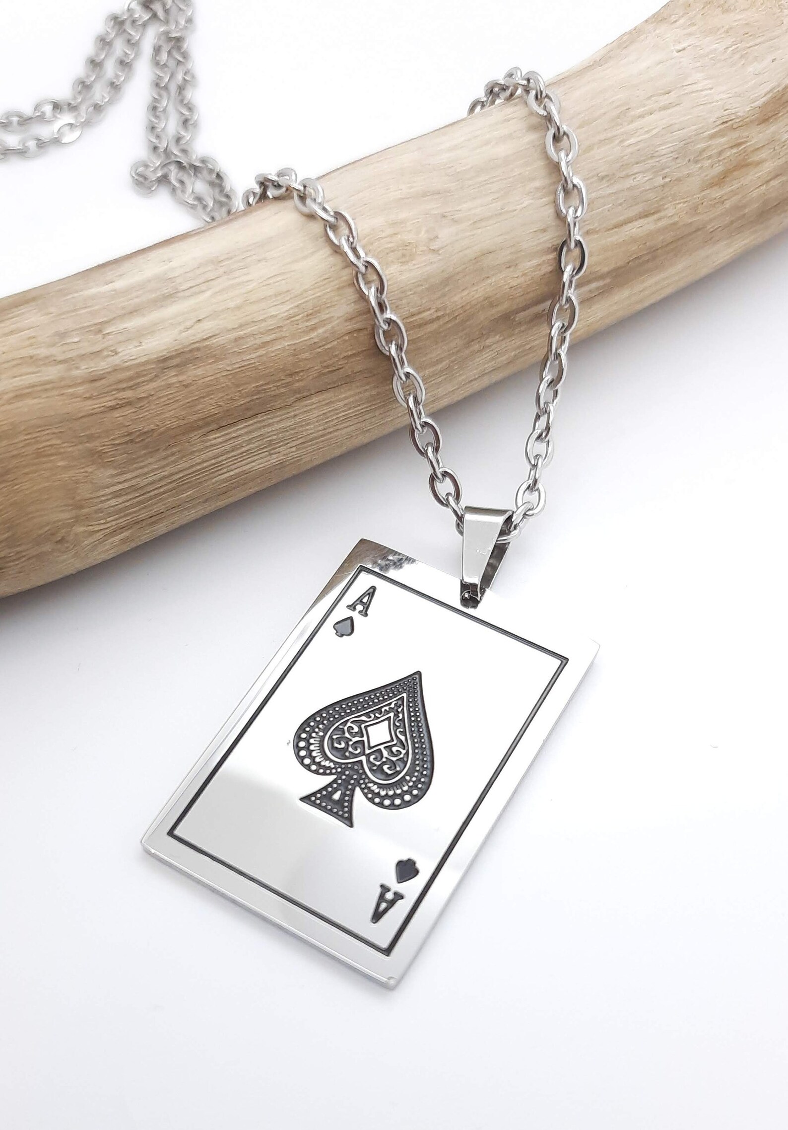 Ace of spades playing card necklace for men or women ace of Etsy