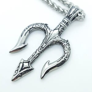 Neptunes trident mens pendant necklace Trident of Shiva pendant Trishula Poseidons spear necklace mens necklace gifts for fathers day