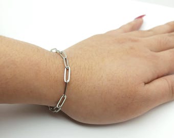 Pulsera de cadena minimalista con clip de 4 mm para mujer