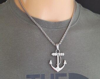 Ships anchor pendant necklace nautical sailor necklaces for men