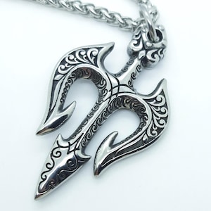 Neptunes fork pendant necklace trishula spear Trident of Shiva for mens