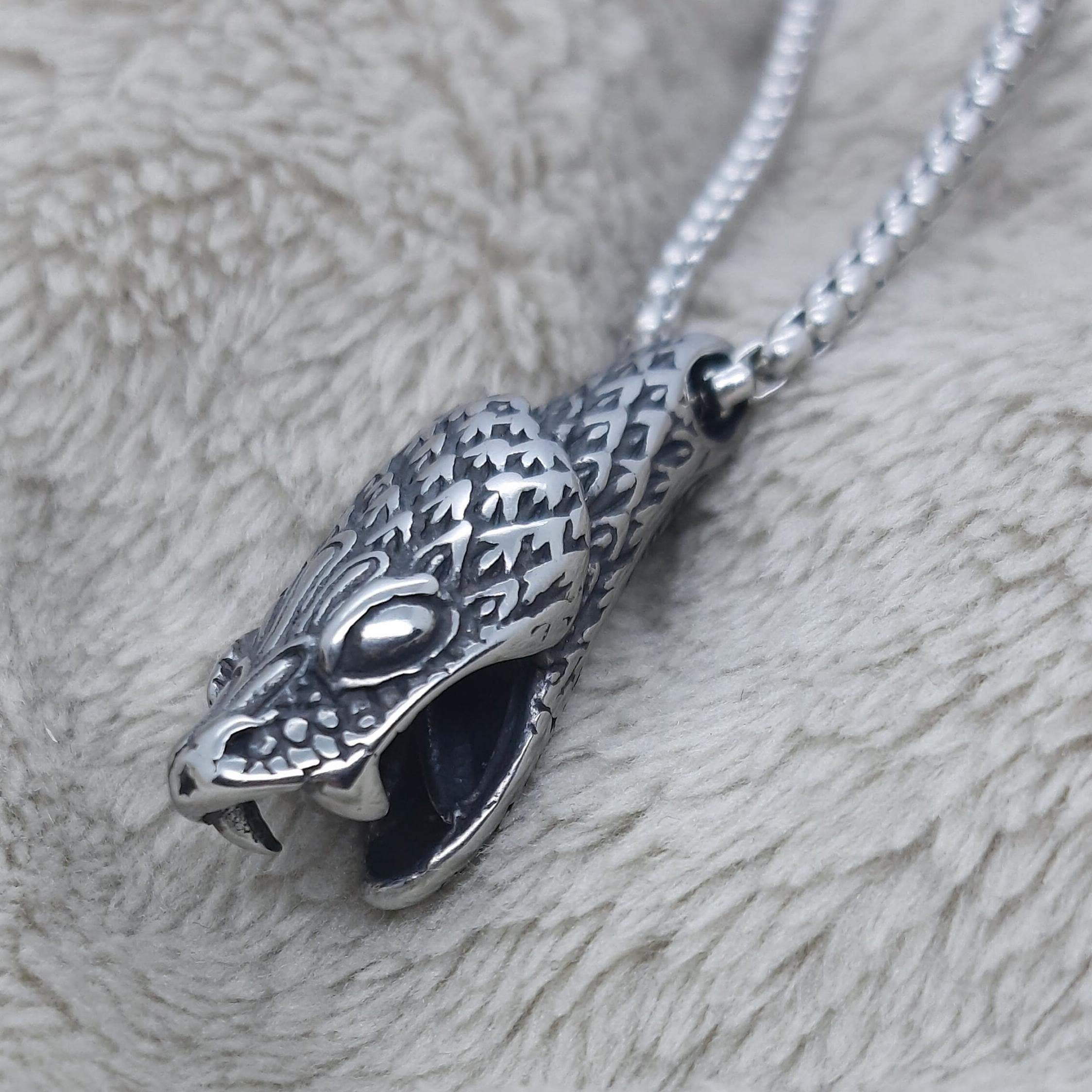 Viper Snake Head Pendant Necklace - Etsy